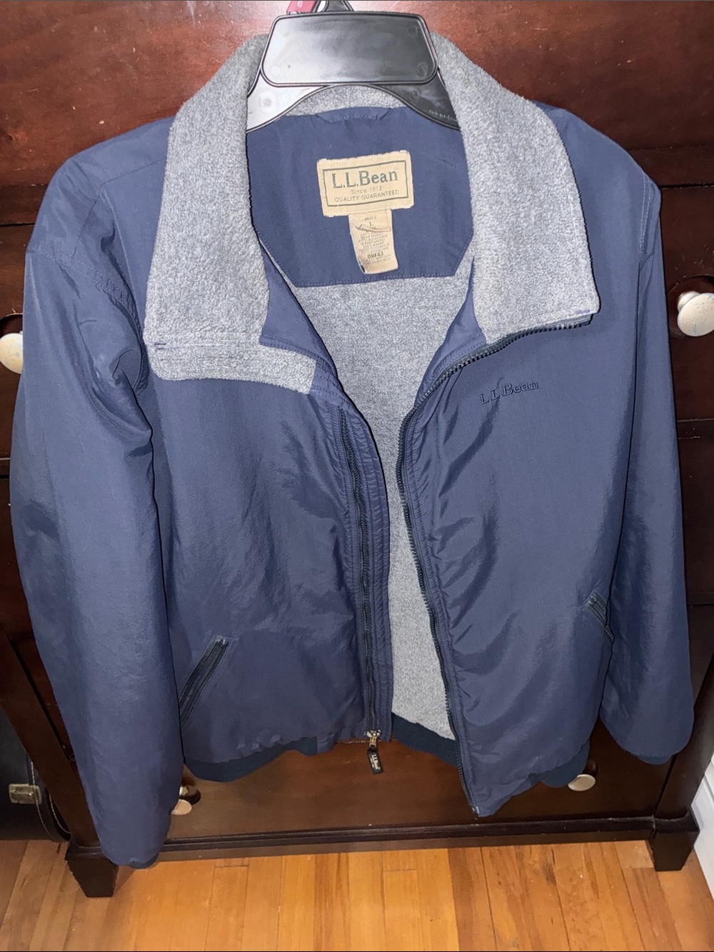L.L.Bean Navy Blue Fleece Lined Warm-up Jacket -Size: L Reg
